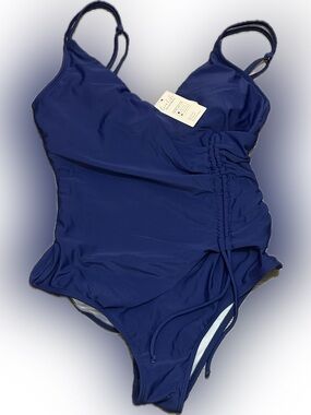 NWT Cupshe Deep Navy Ruched One-Piece Swimsuit